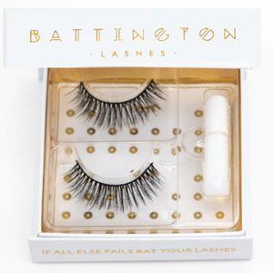 BATTINGTON Harlow 3D Silk Lashes w/Mini Lash Glue Reusable Eyelashes NEW IN BOX